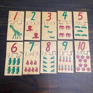 Vintage Creative Playthings Wooden Number Puzzle Educational Toy Counting PreK‎